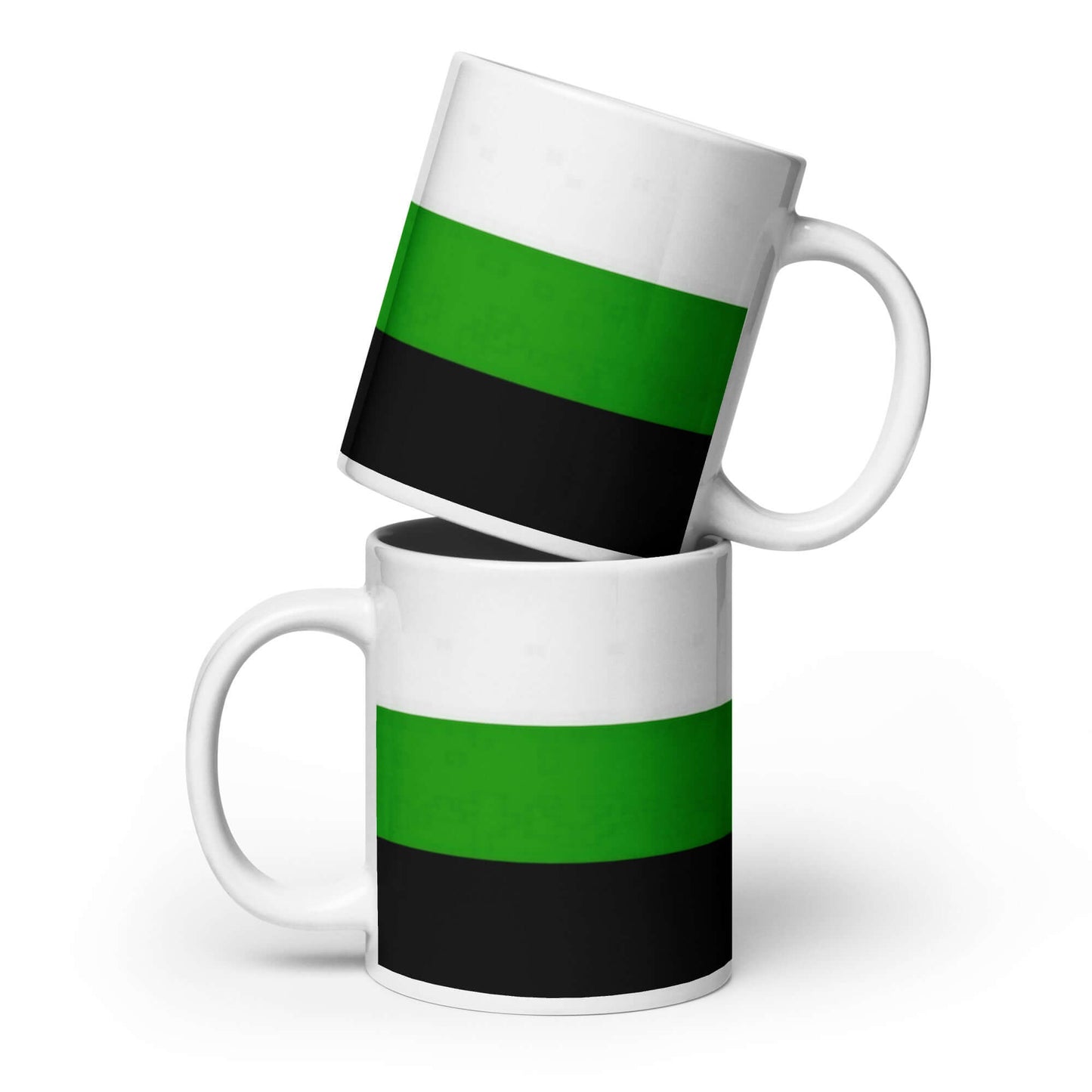 Neutrois Pride Mug featuring a green and black design, perfect for coffee or tea, durable ceramic material.