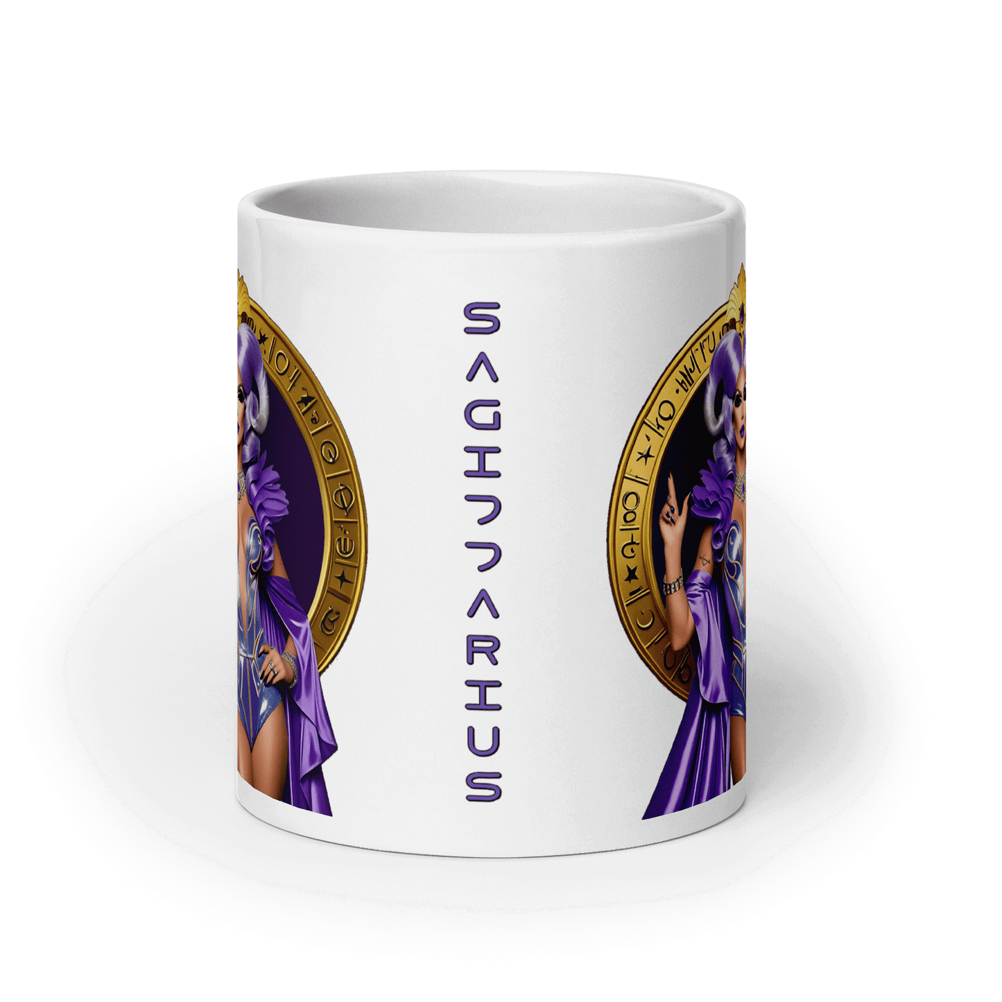 Haus Of Zodiac Mug | Arrow A'Mour (Sagittarius) featuring Sagittarius design on a glossy ceramic mug.