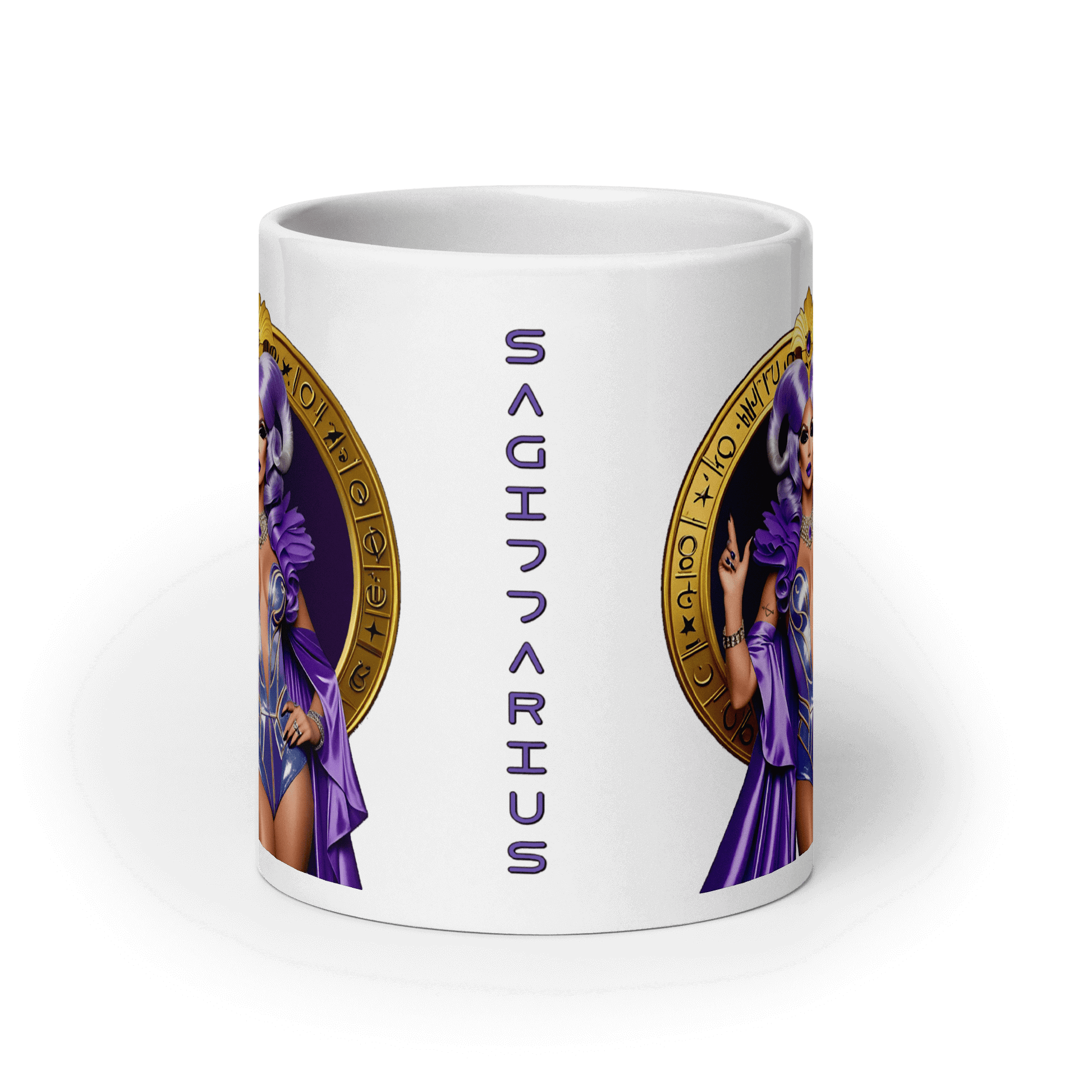 Haus Of Zodiac Mug | Arrow A'Mour (Sagittarius) featuring Sagittarius design on a glossy ceramic mug.