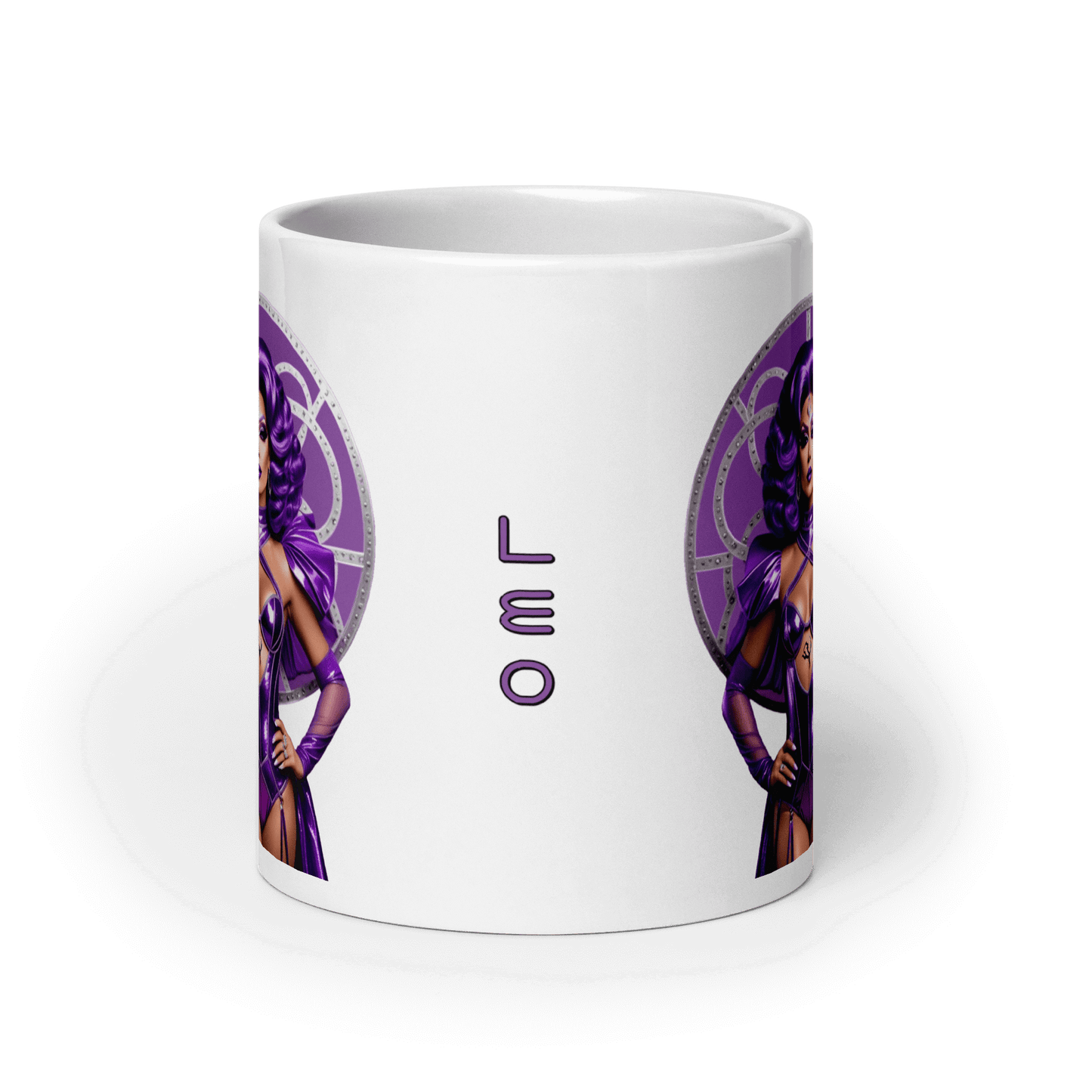 Haus Of Zodiac Mug | Leona Lux (Leo) featuring a stylish design with the word 'LEO' on a glossy ceramic mug.