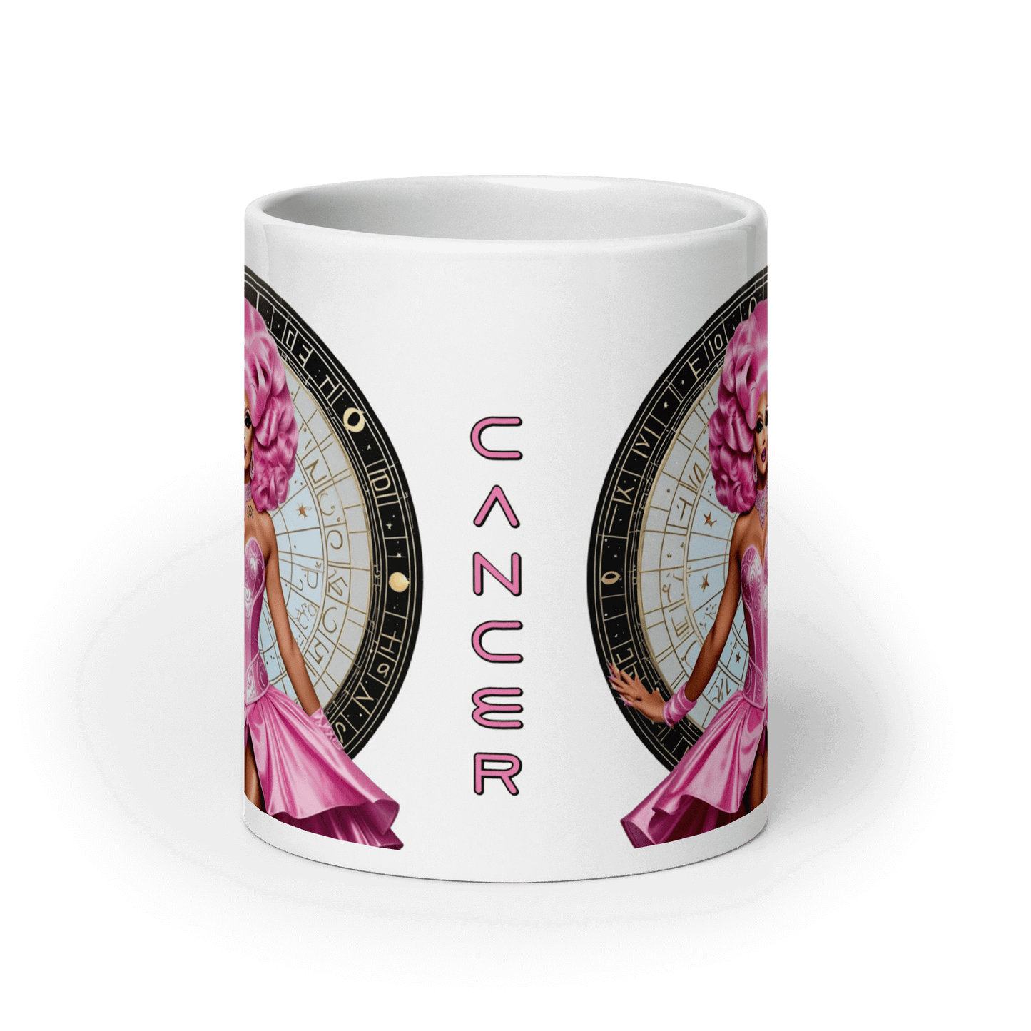 Haus Of Zodiac Mug | Shell We Dance (Cancer) featuring a colorful design and the word 'CANCER' prominently displayed.