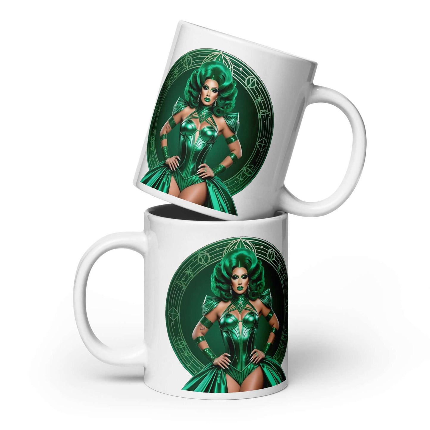 Haus Of Zodiac Mug | Duality Diva (Gemini) featuring a vibrant design with a green-haired diva.