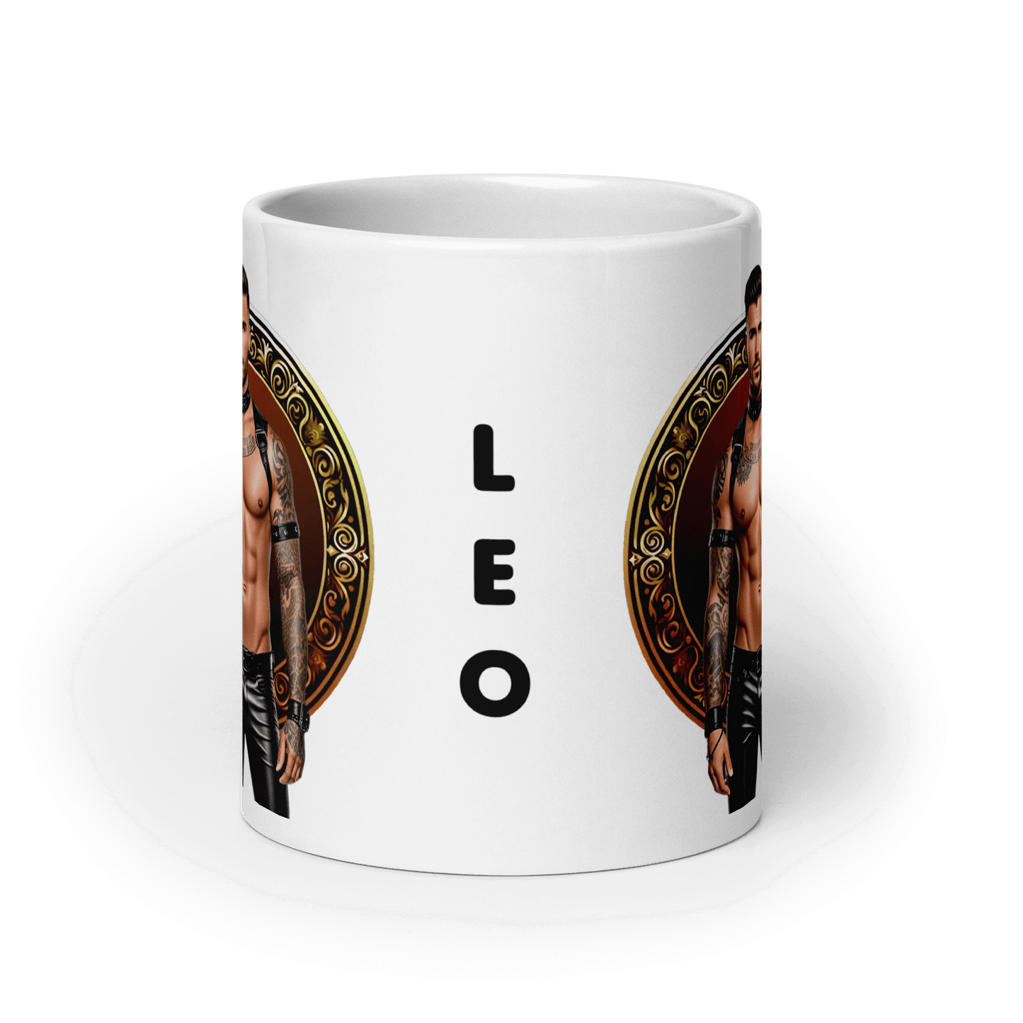 Haus Of Zodiac Mug | Leatherman Rex (Leo) featuring bold 'LEO' design and vibrant art for zodiac lovers.