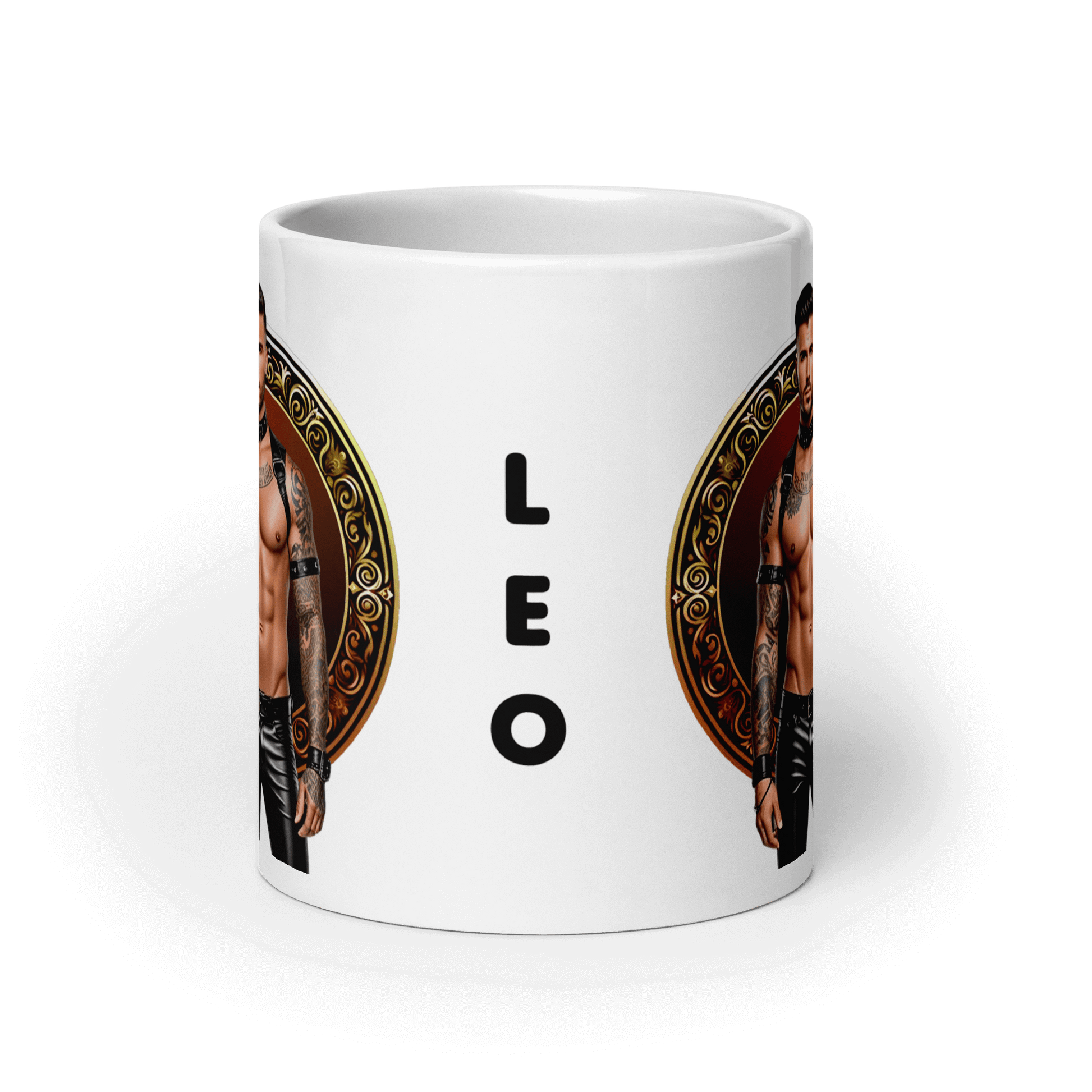 Haus Of Zodiac Mug | Leatherman Rex (Leo) featuring bold 'LEO' design and vibrant art for zodiac lovers.