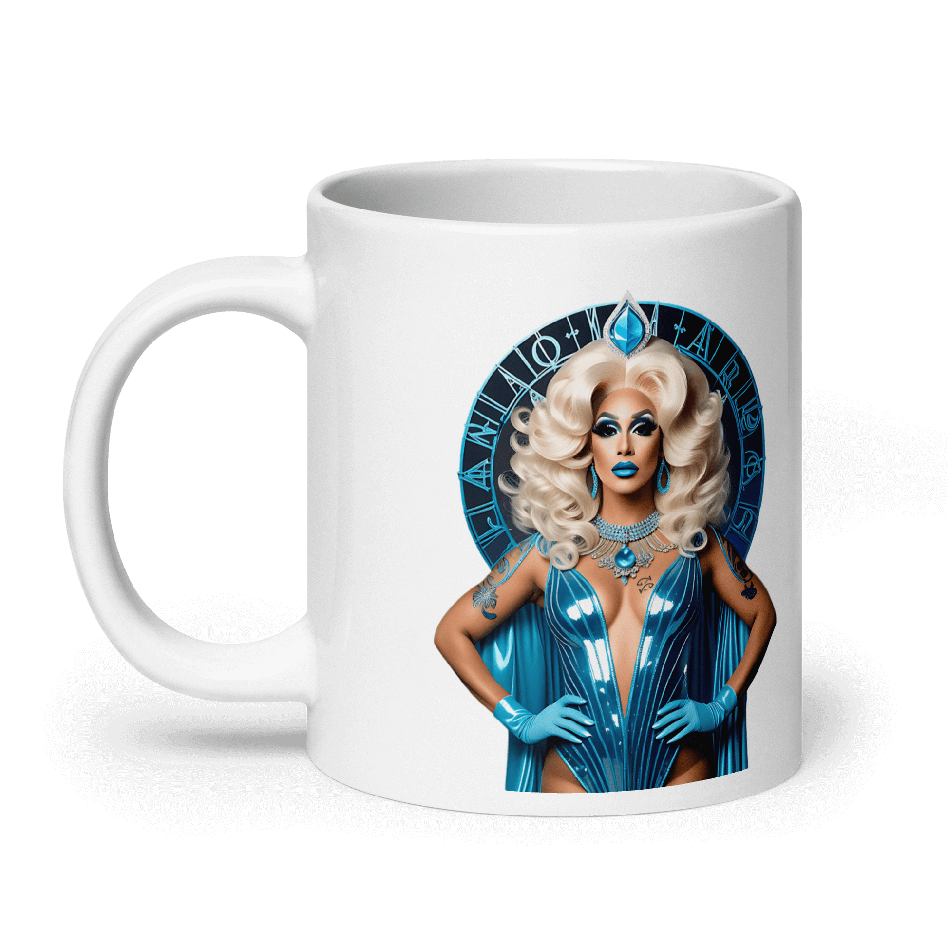 Haus Of Zodiac Mug | Oceania Dreams (Pisces) featuring a glamorous design with a bold blue color scheme.