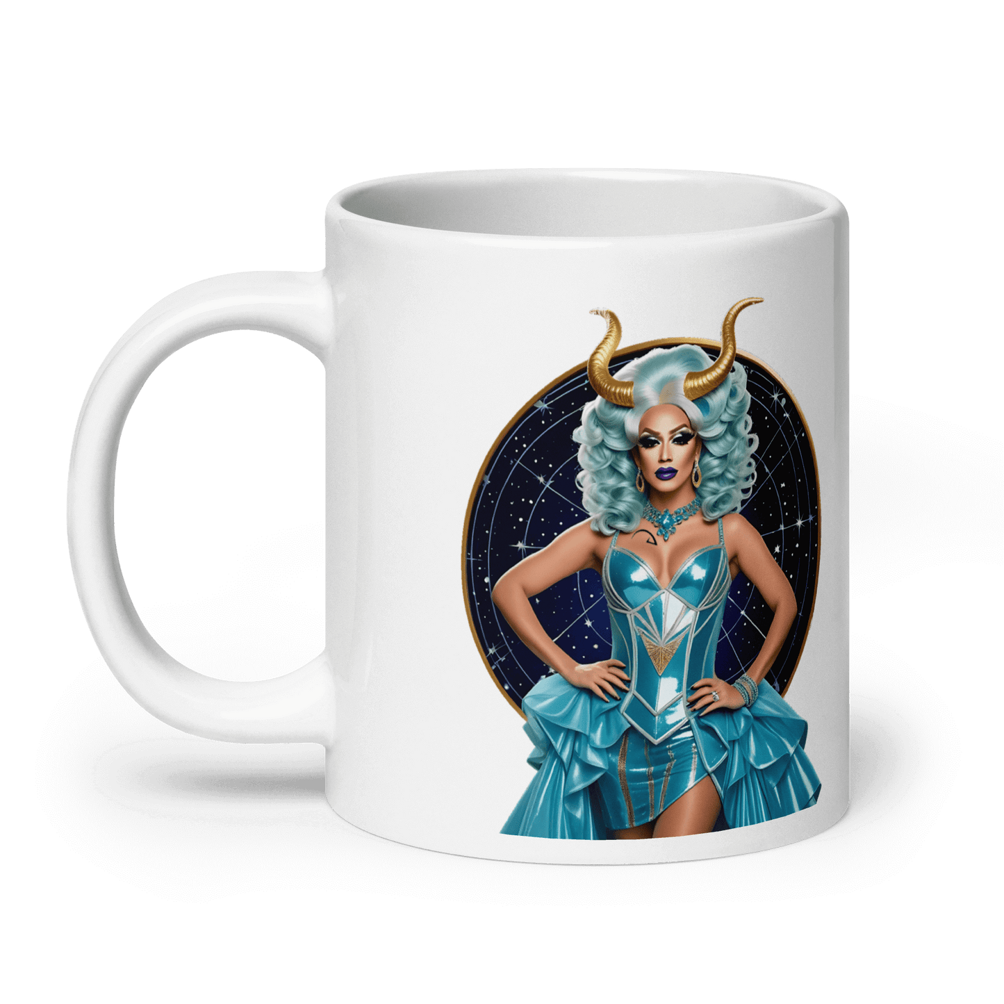 Haus Of Zodiac Mug | Go-Tya Glamour (Capricorn) featuring a stylish design with horns and a glamorous look.