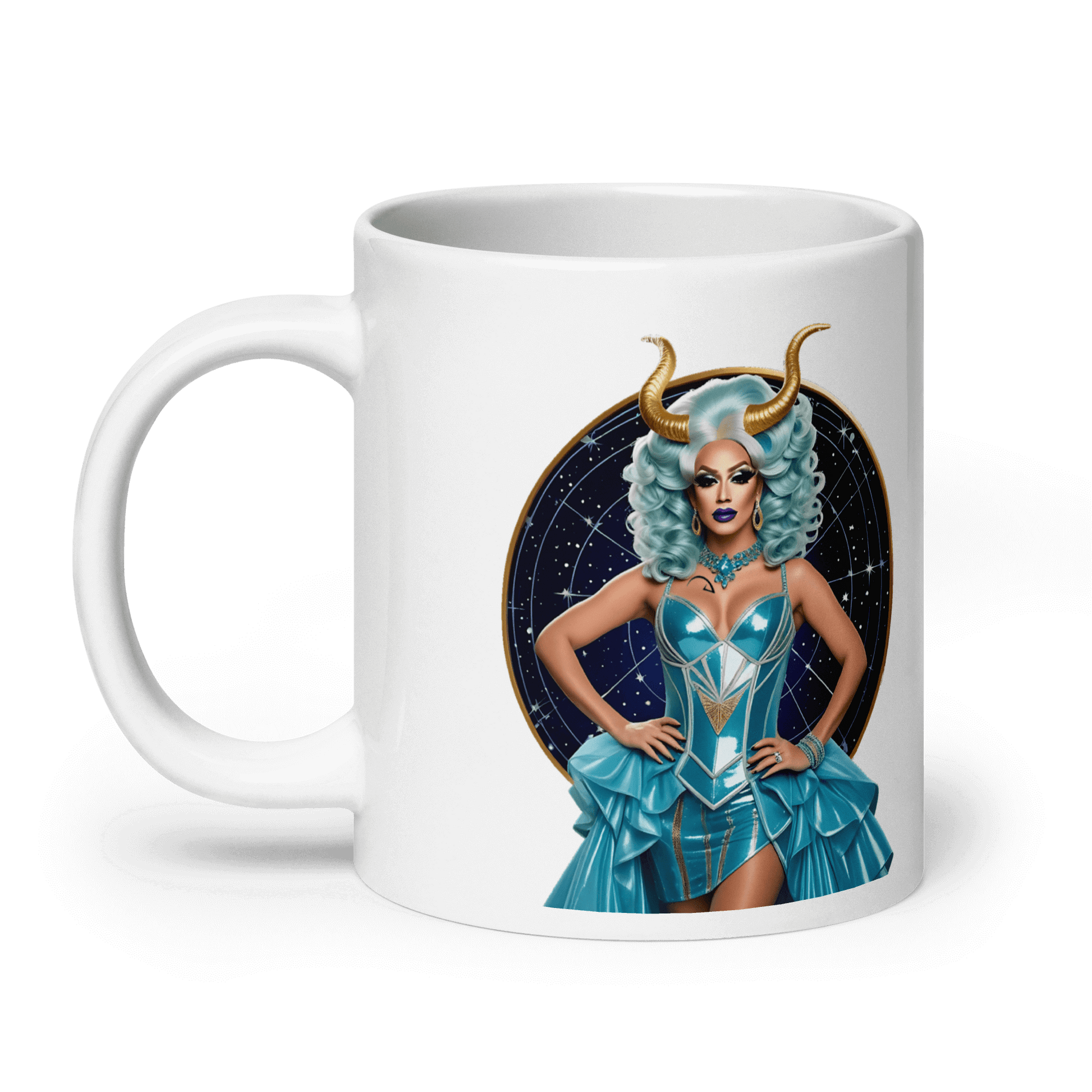 Haus Of Zodiac Mug | Go-Tya Glamour (Capricorn) featuring a stylish design with horns and a glamorous look.