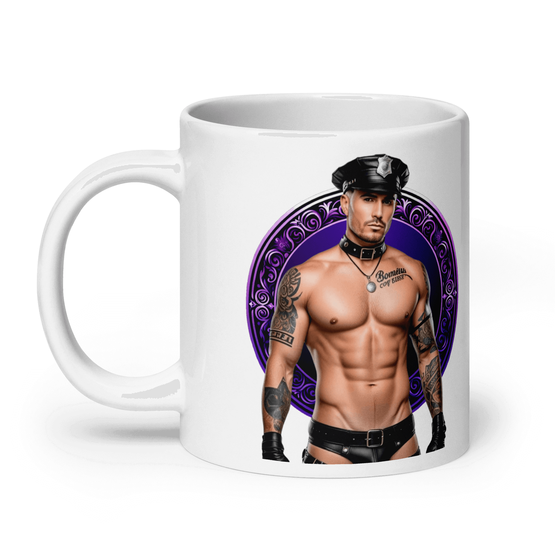 Haus Of Zodiac Mug | Leatherman Kane (Scorpio) featuring a muscular man in leather gear.