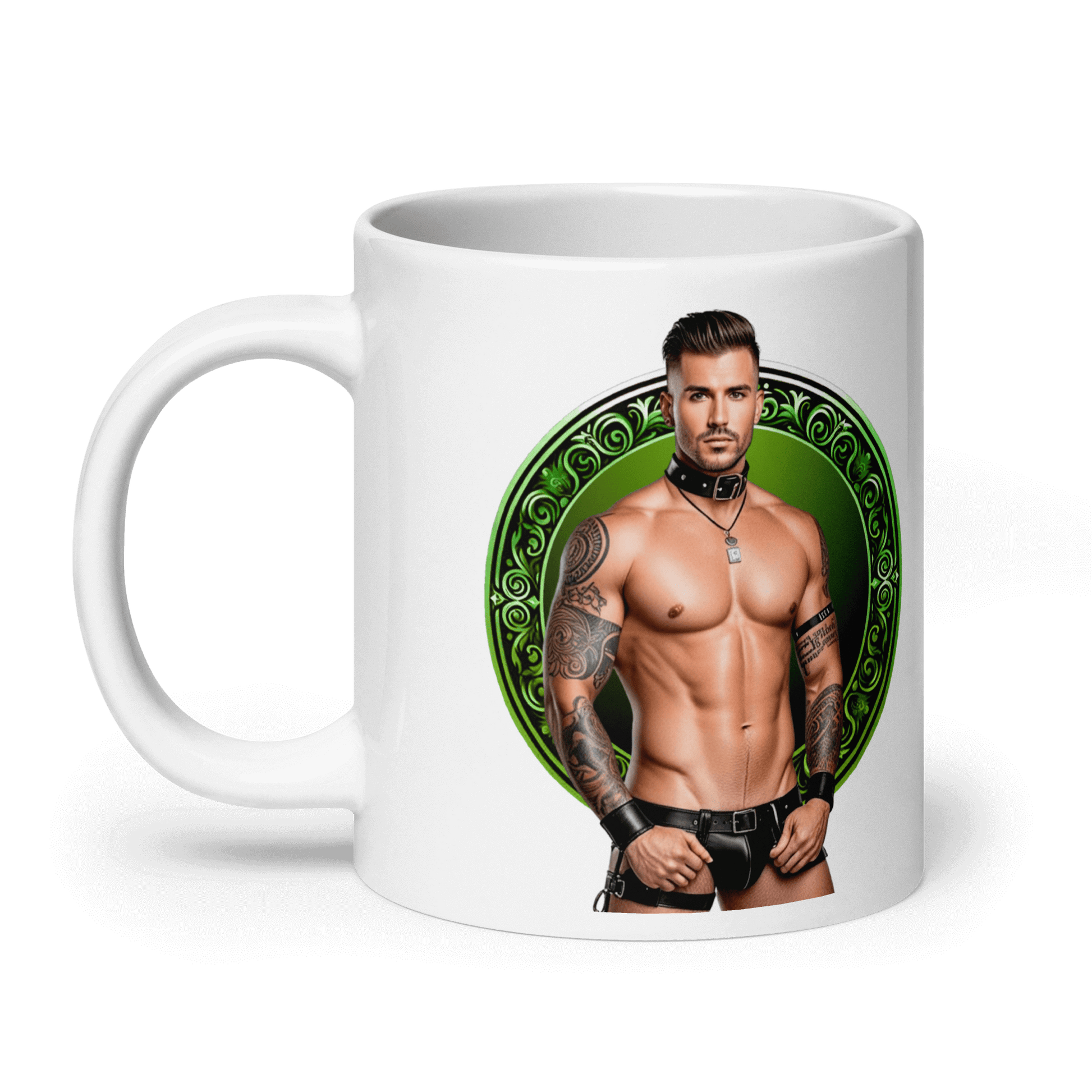 Haus Of Zodiac Mug | Leatherman Pierce (Libra) featuring a handsome man in a bold design.