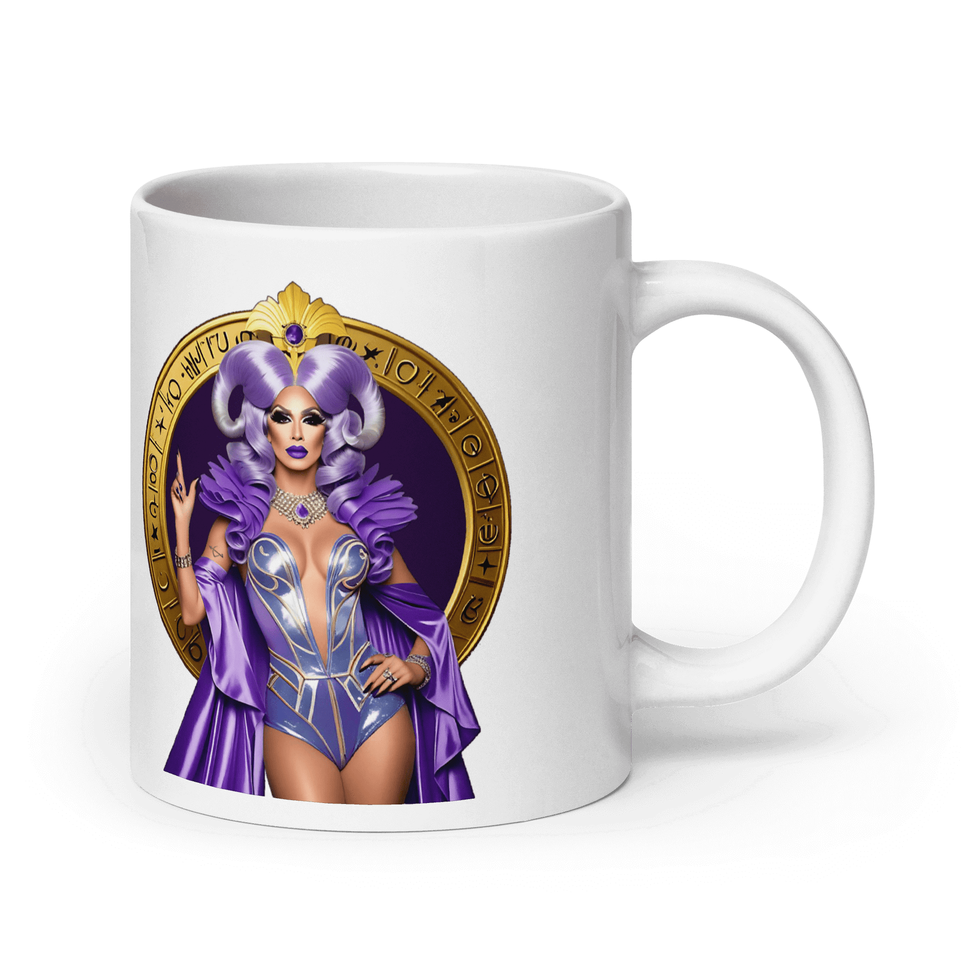 Haus Of Zodiac Mug | Arrow A'Mour (Sagittarius) featuring a stunning design of a glamorous figure.