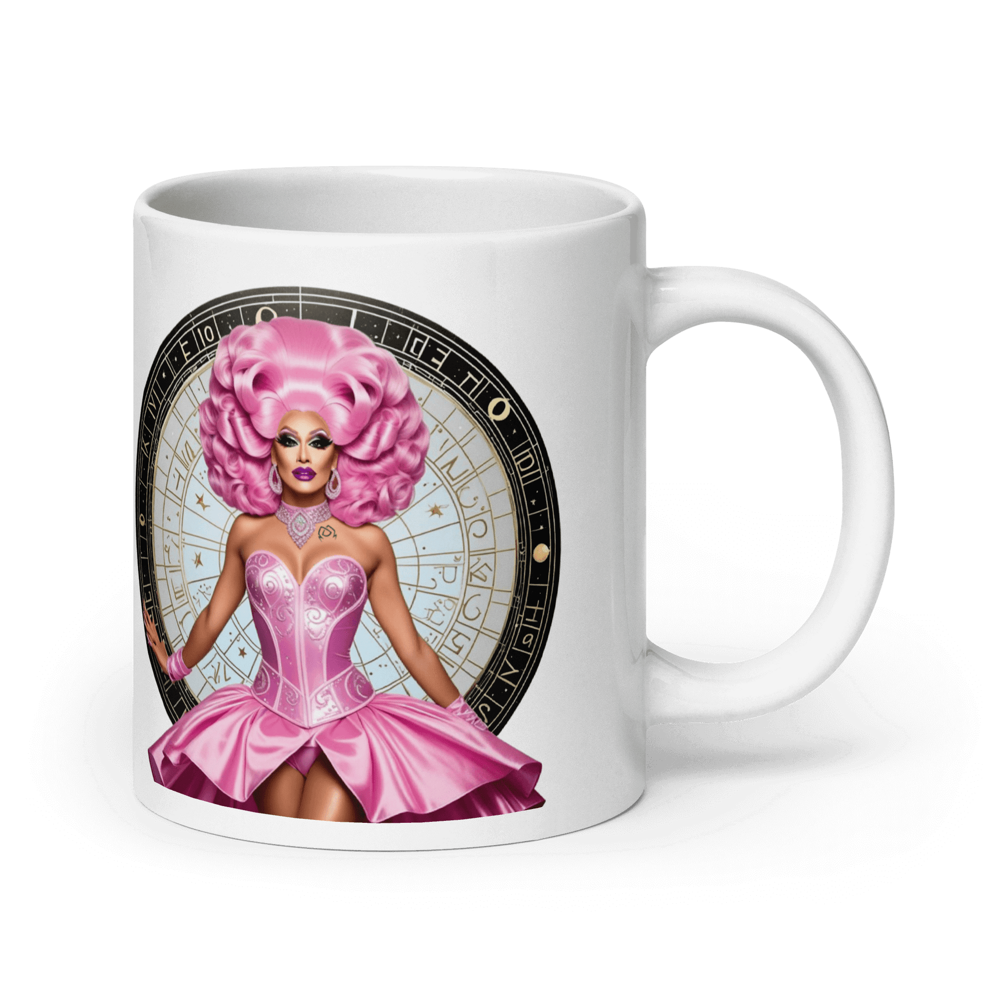 Haus Of Zodiac Mug | Shell We Dance (Cancer) with vibrant pink design and astrological theme