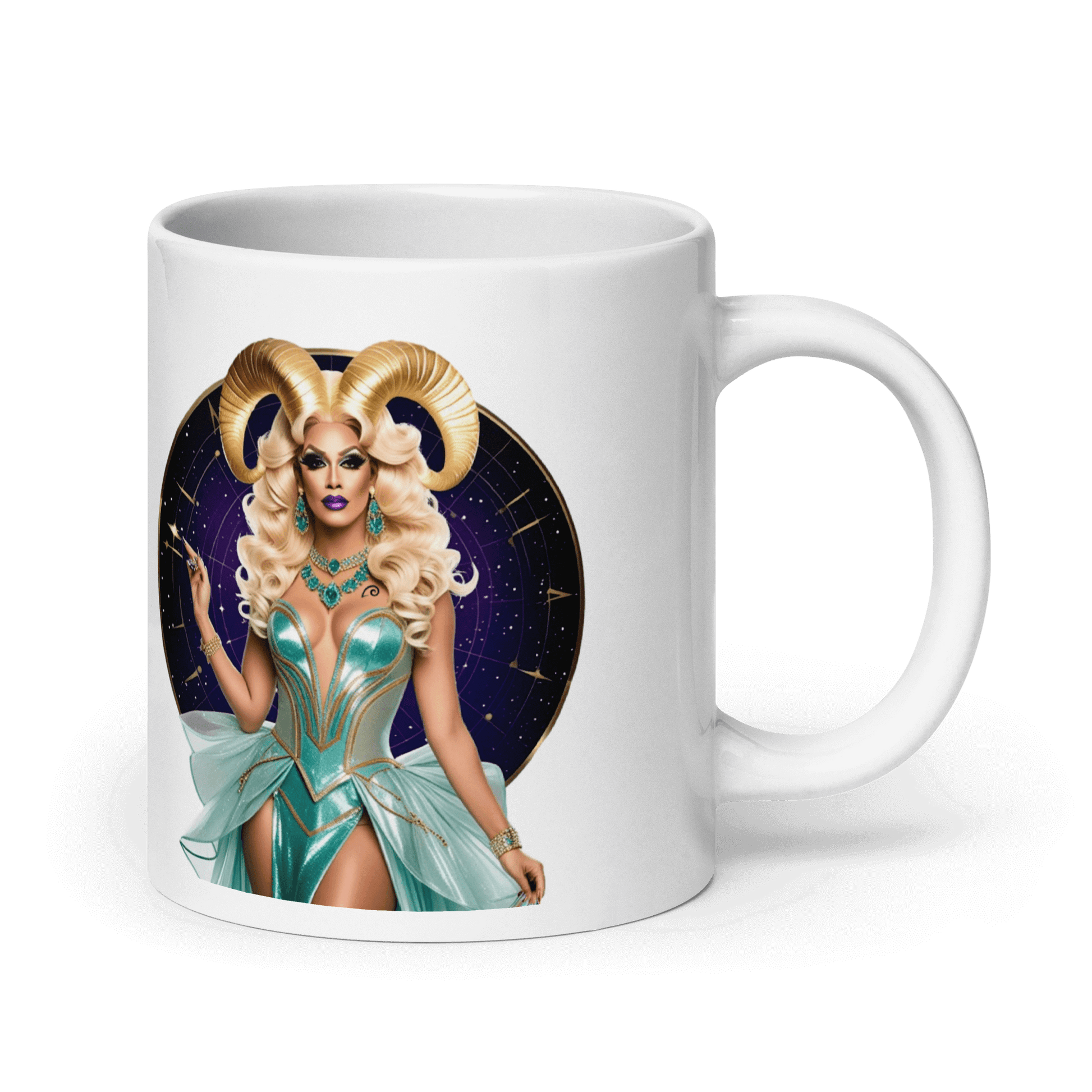 Haus Of Zodiac Mug | Ram-Pagous (Aries) featuring a glam design with a gorgeous Aries character.