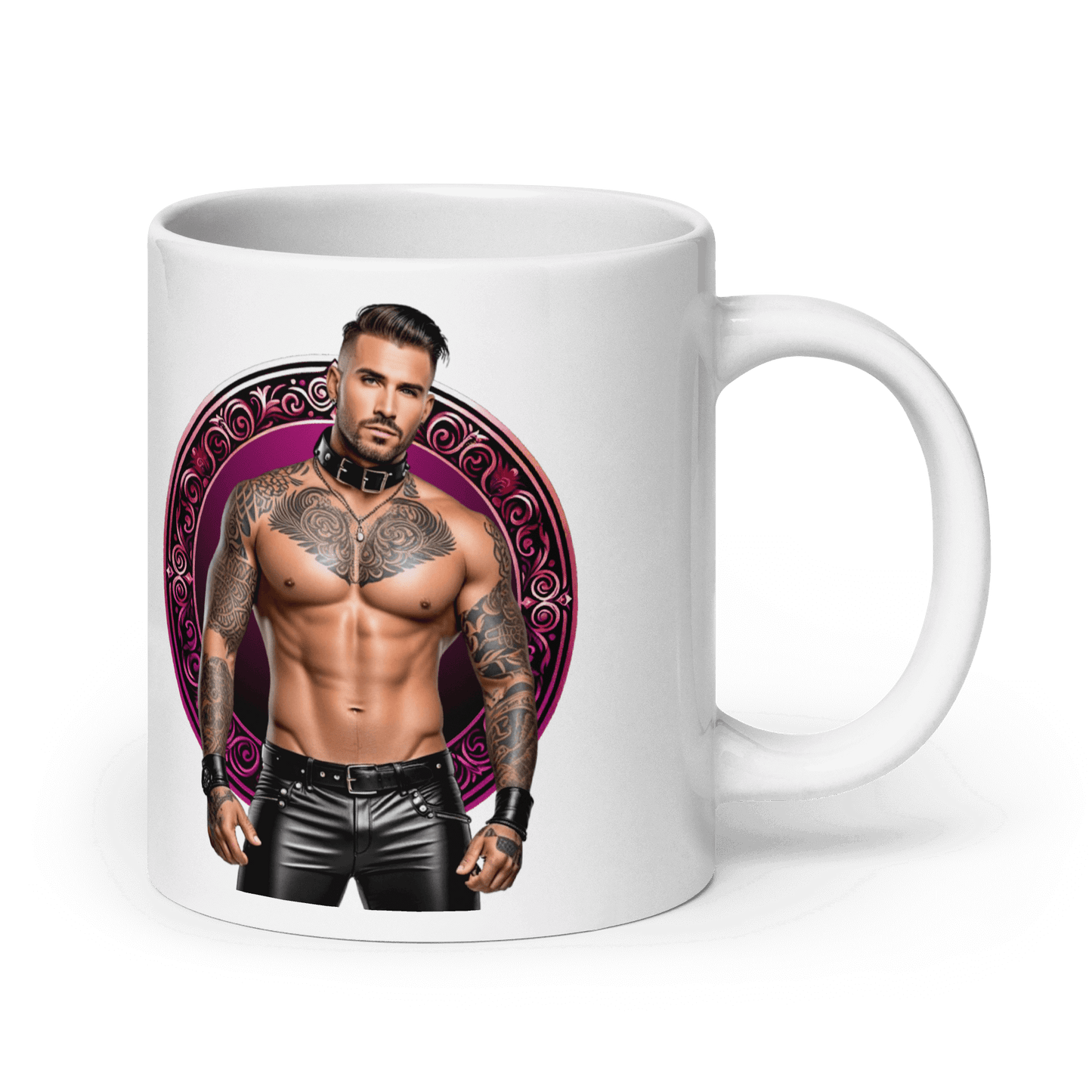 Haus Of Zodiac Mug | Leatherman Bronson (Taurus) featuring a muscular tattooed man design.