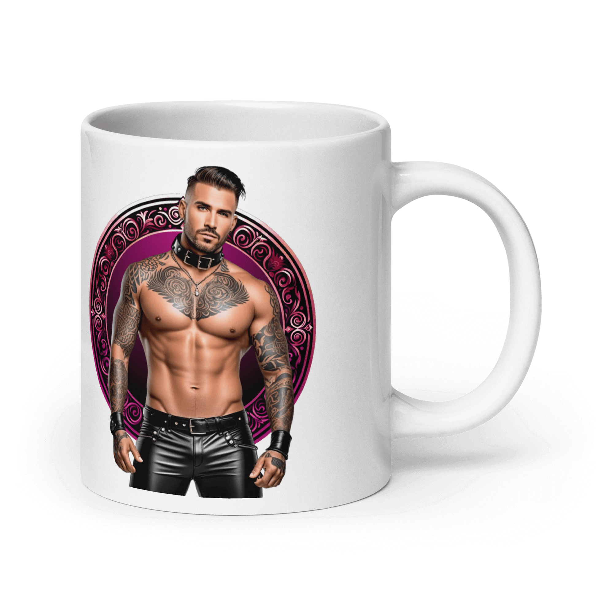 Haus Of Zodiac Mug | Leatherman Bronson (Taurus) featuring a muscular tattooed man design.